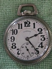 Antiguo reloj de bolsillo Illinois Watch Co. Bunn 19 j de metal base años 16 1923