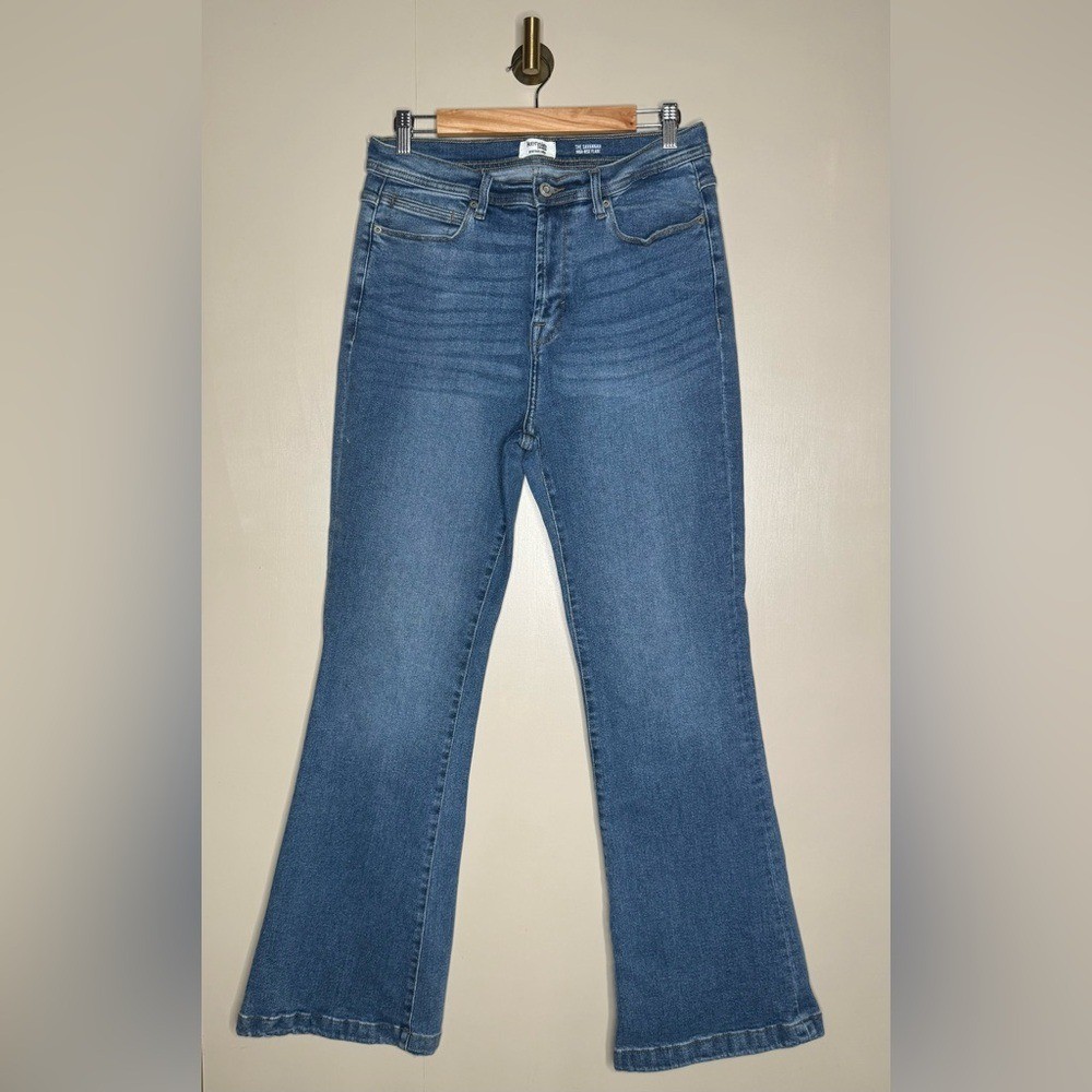 Kensie Savannah High Rise Flare Jeans Womens 12 Blue Stretch Denim