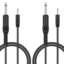 2 Pack 3ft 3.5mm 1/8" Ts Mono Male To 6.35mm 1/4" Mono Male Adapter Audio Cable