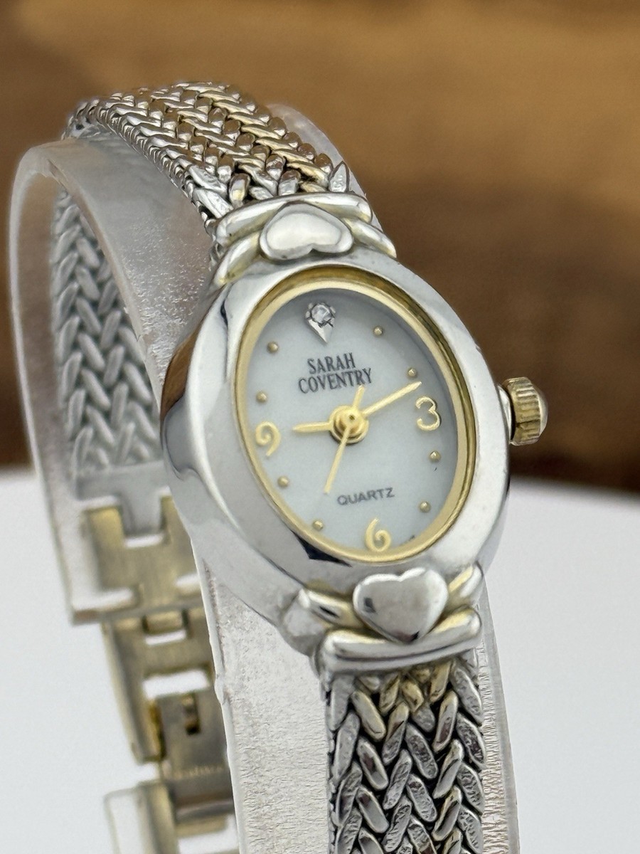 Sarah Coventry Petite Watch 18mm Dual Tone Bracelet Heart  display picture 1