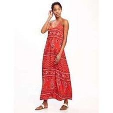 Old Navy Women's Red Floral Print Spaghetti Strap Midi Dress Size L