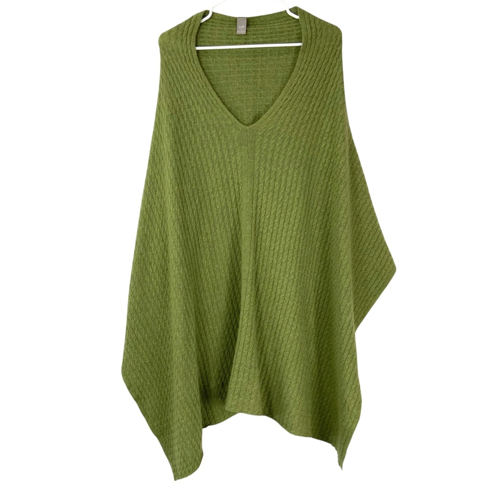 J. Jill Green Cable Knit Poncho One Size Pullover V-Neck Sleeveless Wool Blend
Opens in a new window