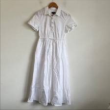 J. Crew Cerise shirt-dress in ramie in White- Size 2 Petite