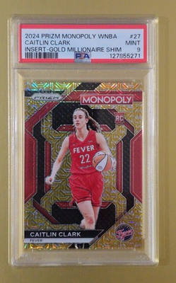 #ad 2024 Caitlin Clark Prizm Monopoly Insert Gold Shimmer 500 PSA 9 🔥 $232.95