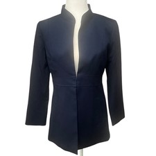 Pendleton Navy Blue Virgin Wool Spandex Blend Career Jacket Size 6 Petite