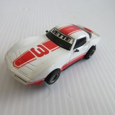 RUNS - Tyco VTG White Corvette w/Red Stripe 3 Slot Car WD12-A2 