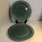 PAIR Red Wing Village Green Dinner Plate 10.25" Set of Two Vintage USA