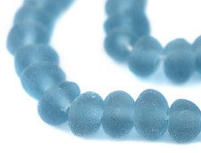 Light Blue Rondelle Java Recycled Glass Beads 6x10mm Indonesia Sea Glass Disk