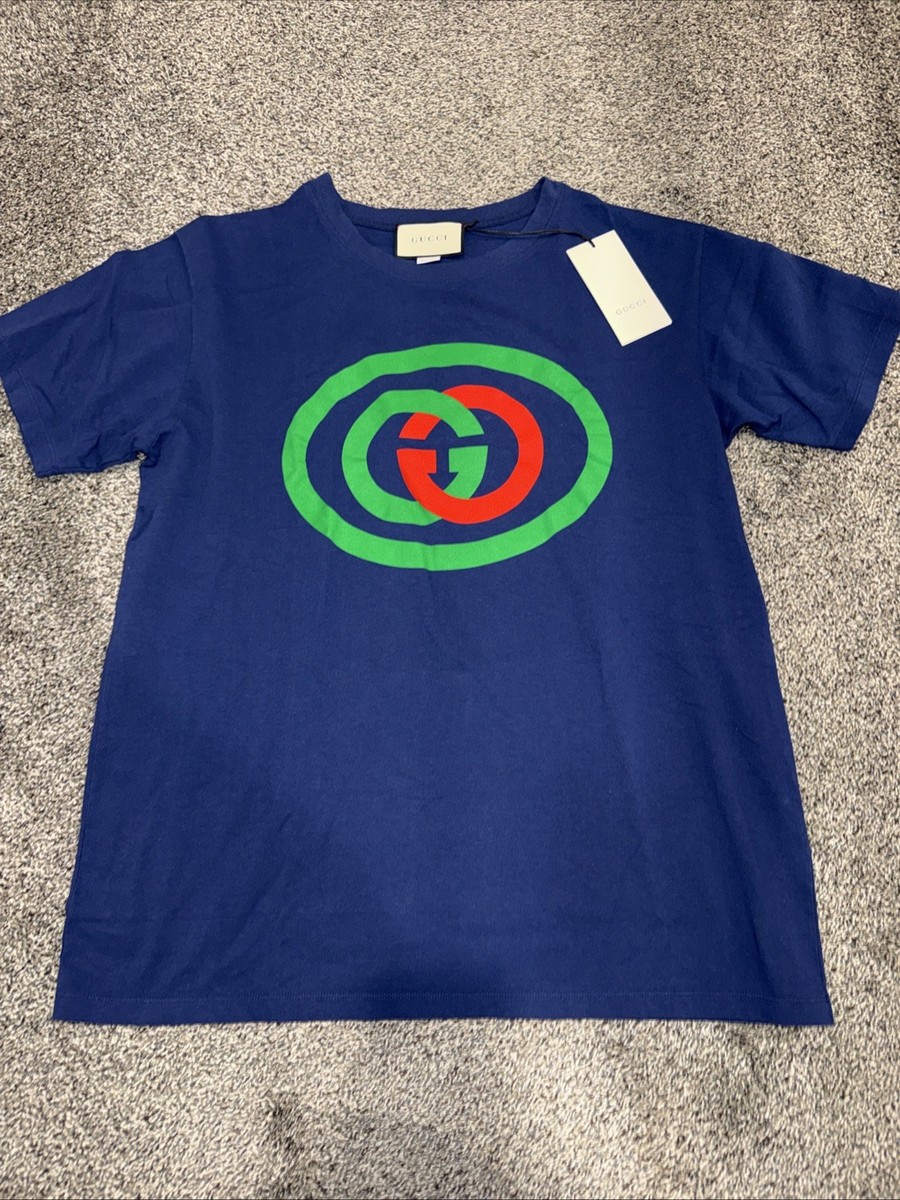 Gucci Dark Blue Cotton GG Graphic T-Shirt 565806 4397 Mens Size M