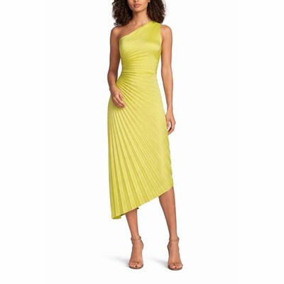 Belle Badgley Mischka Kelsey Dress Pleated Yellow Satin Asymmetric Midi NWT 10 | eBay Belle Badgley Mischka Kelsey Dress Pleated Yellow Satin Asymmetric Midi NWT 10 | eBay
