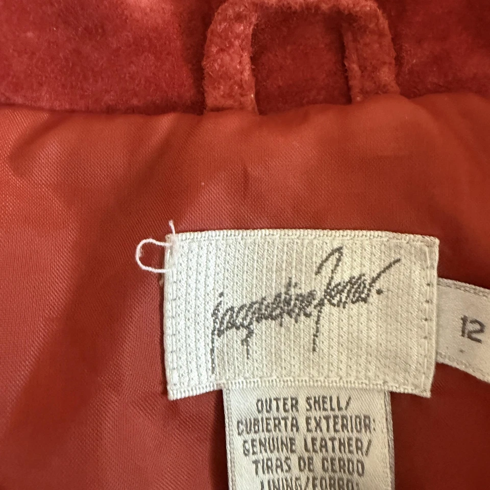 Vintage Suede Jacket sz 12 Crop Leather Button Front Pockets Cropped 90s - Image 2 of 4