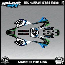 Kalair GFX Graphics Kit for Kawasaki KX85 KX100 (2001-2013)  Division - Green