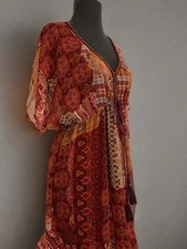 xhilaration Dress Size S Multicolor Floral Silk Chiffon Beaded Long Women’s 