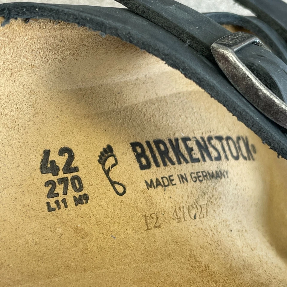 NUEVAS Sandalias Birkenstock Arizona de Cuero Engrasado para Mujer Talla 11US/42 Negro Corcho Foto 4 de 4