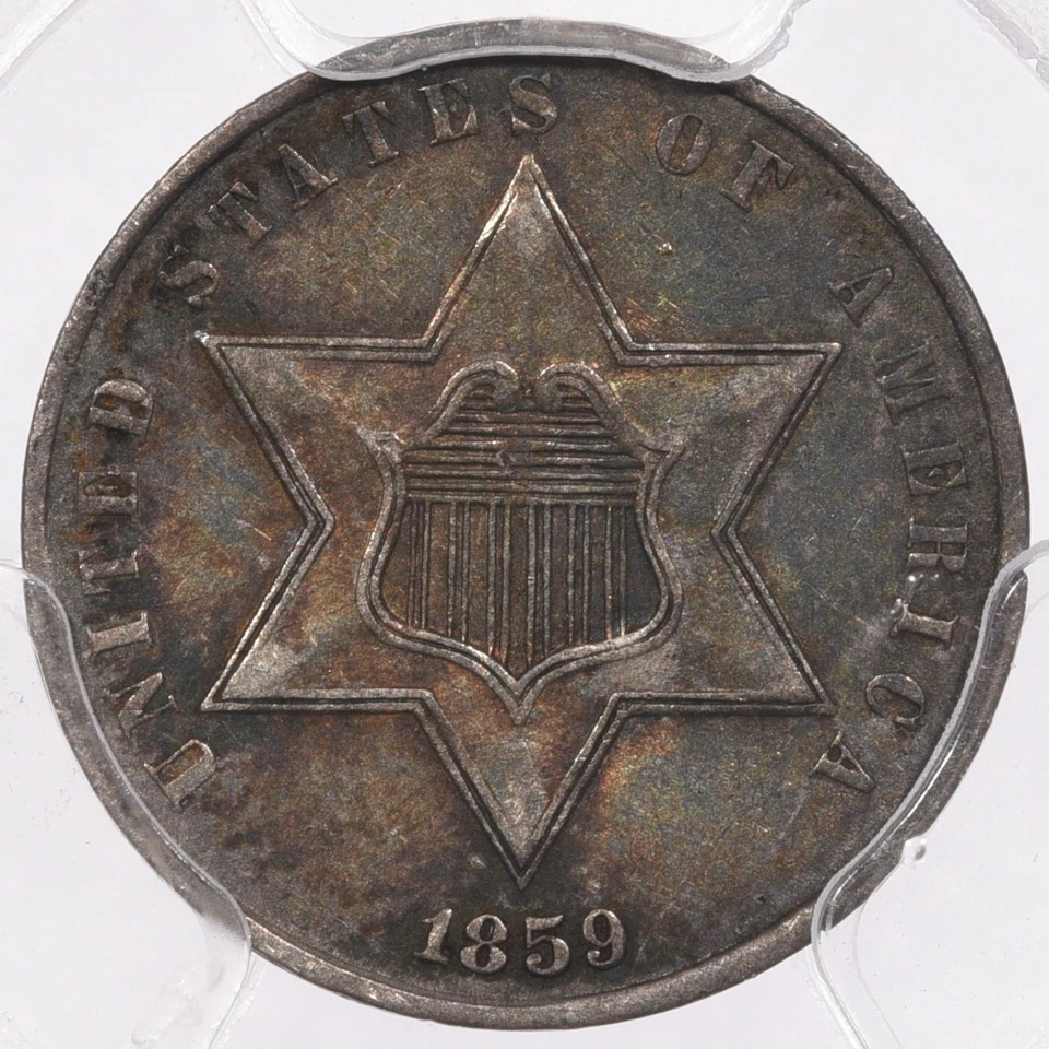 1859 3CS PCGS XF45 Three Cent Silver - Image 3 of 4