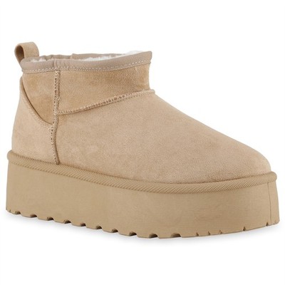 VAN HILL Damen Winter Boots Erica Stiefeletten Plateau Warm gefüttert Profil