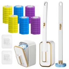 Disposable Toilet Brush with 48 Replacement Head wall Mounted Brackets and