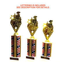 SET OF 3 CHILI COOK OFF TROPHIES, COOK OFF TROPHIES R-W-B