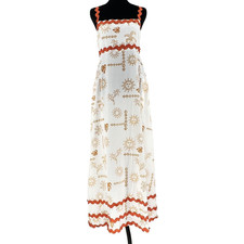 Maxi Dress Size L, Bohemian sun print rickrack trim