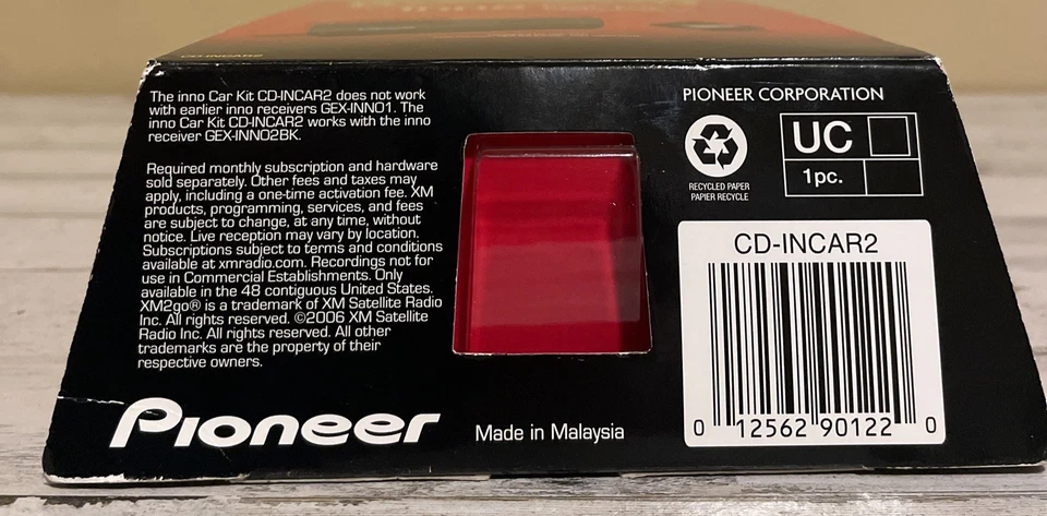 Pioneer XM Inno Car Kit CD-INCAR2 Radio Satelital Portátil Para Usar con GEX-INNO2Bk Foto 3 de 4