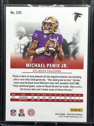2024 Panini Prestige - Rookies Michael Penix Jr. #335 (RC) - Picture 2 of 2