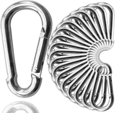 30Pack Heavy Duty Spring Snap Hooks 4Inch, 3/8” Carabiner 30PACK, Sliver 