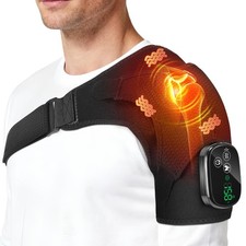 Cordless Shoulder Heating Pad with Massager, Portable Shoulder Massager Wrap ...