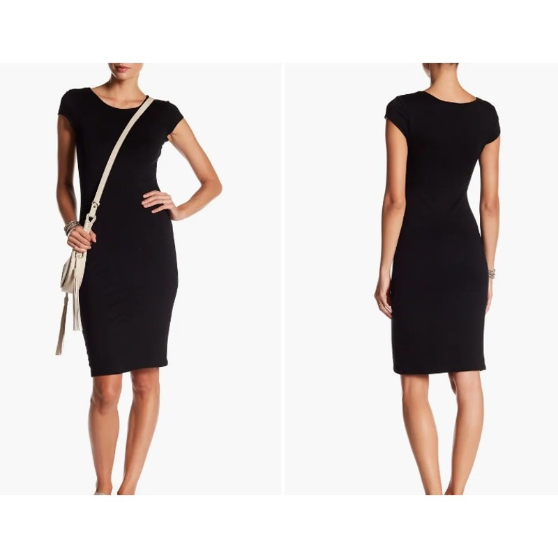 Velvet Torch Size XS Cap Sleeve Bodycon Little Black Dress Lined Minimalist