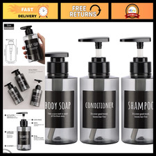 10.1oz Empty Shampoo Bottles - 3 Pack Refillable Plastic Pump Dispenser for Show