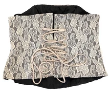 22BC Y2K Vintage Floral Lace Up Corset Top Renaissance Fairy Whimsigoth sz M