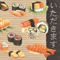 20 Servietten Sushi - Sushi Essen Japanisches Gericht Kochen Asien Deko 33X33Cm