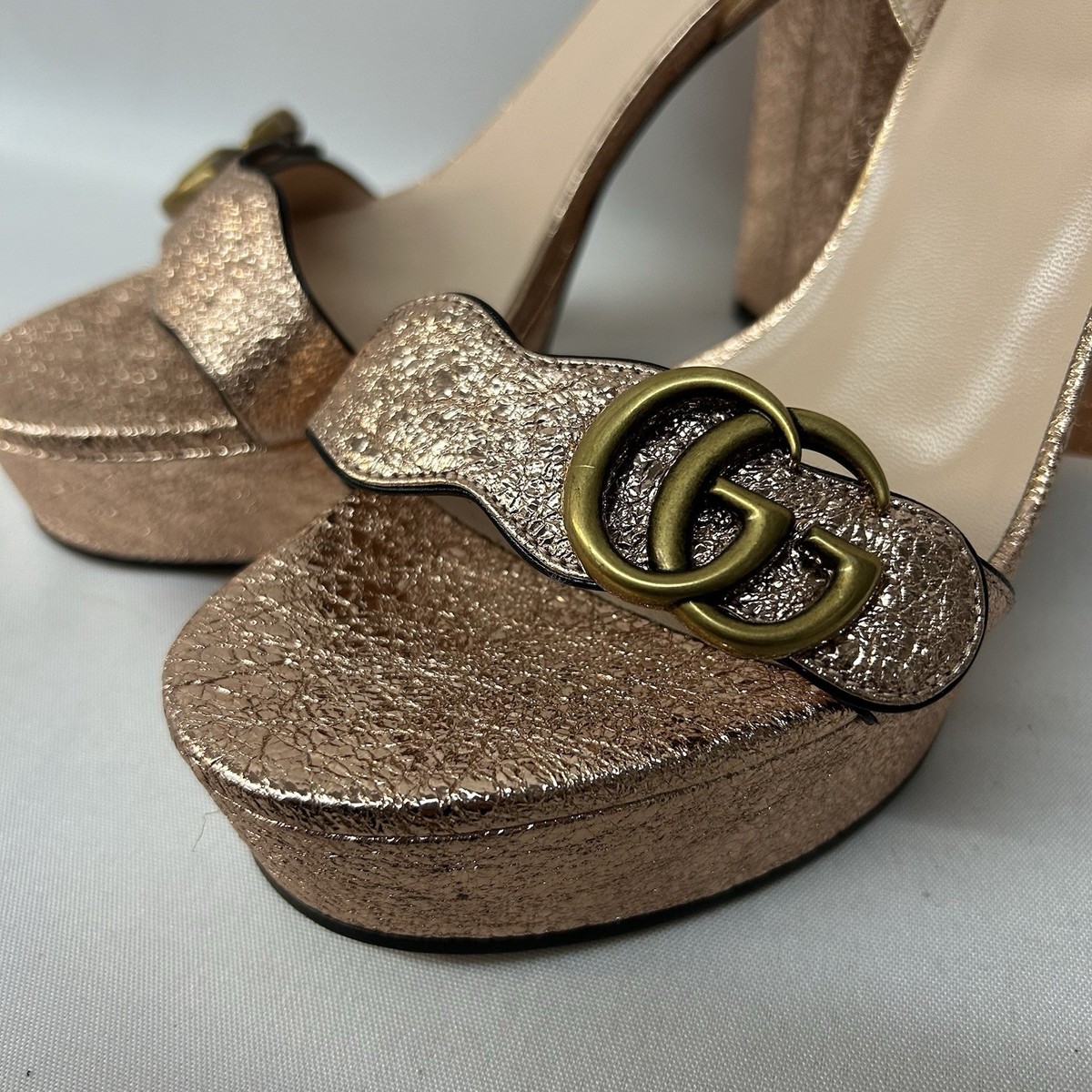Gucci Galassia Rose Gold Platform Heeled Sandals Size 9 / 39 | eBay