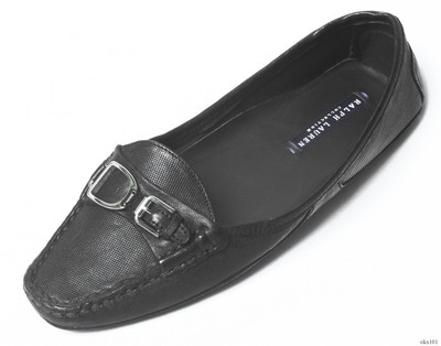 RALPH LAUREN collection purple label black loafers bit logo flat shoes  Italy NIB