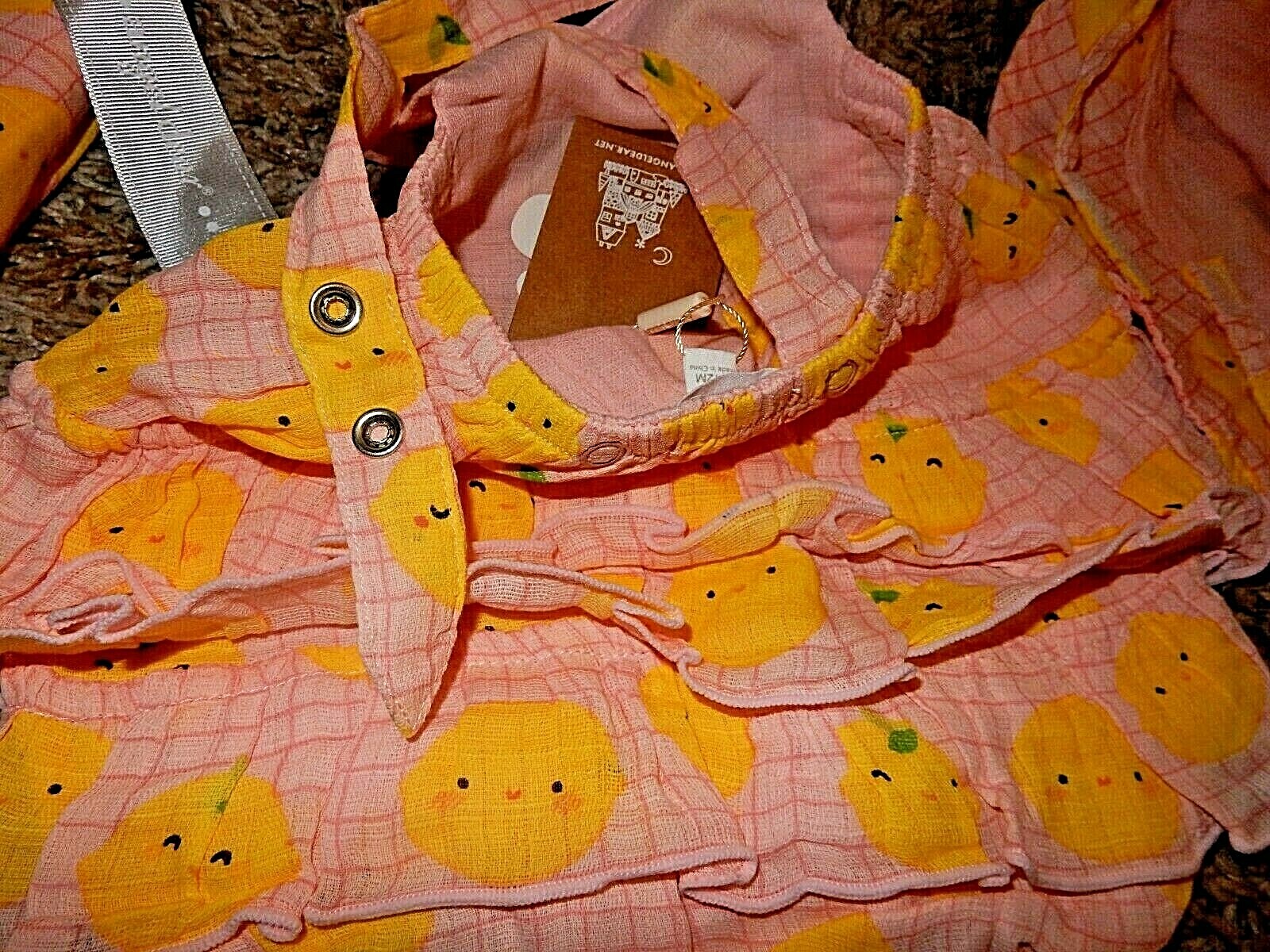 PONY Set coperta culla 3U ANGEL DEAR LEMONS Muslin & cappello da sole & SWADDLE nuova con etichette