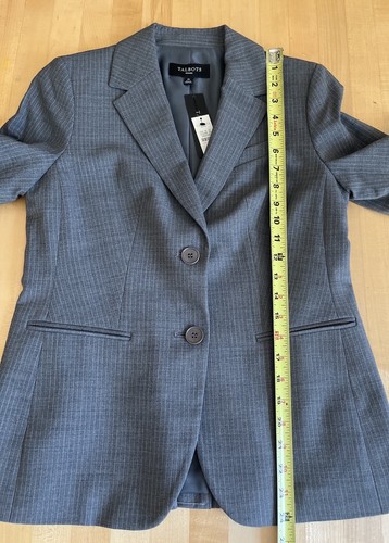 NWT* Talbots Petites gray wool blend pinstriped blazer Size 4P NEW Career $209 - Picture 13 of 13