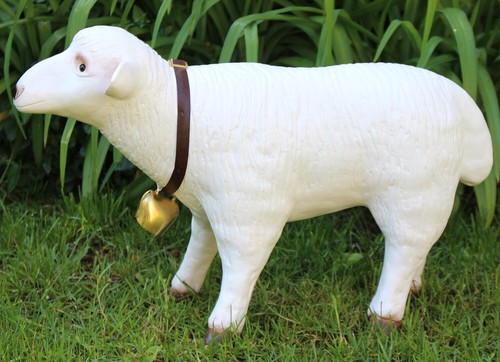 Deko Figur Gartenfigur Tierfigur weißes Schaf stehend aus Kunststoff Höhe 36 cm - Bild 3 von 5