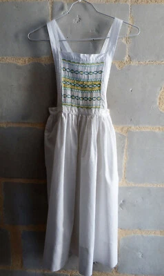 Robe tablier blanche à smock Vintage pour filette 10-12 ans très bonne qualité - Photo 1/4