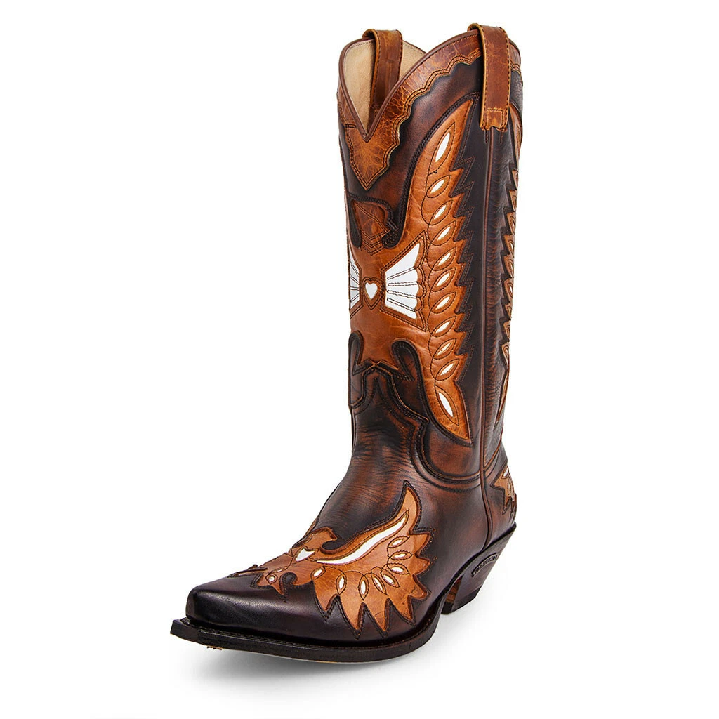 Bottes Homme Sendra Série Limitée 8994 En Cuir Marron - Style Santiague Pointu (Vintage)