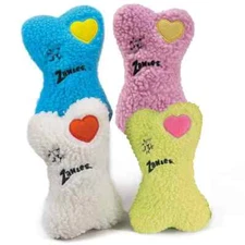Zanies Berber Bone Dog Toy Bone Toys Lot 4 Pet Plush Heart Blue Green Pink White