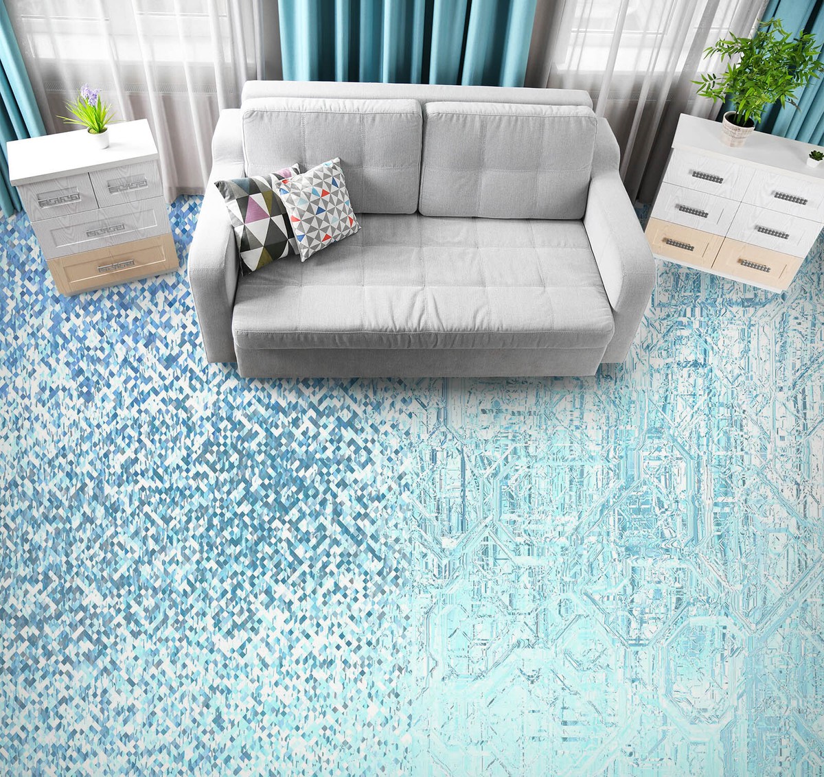 3D Blue Texture SKE1824 Floor WallPaper Print Decal Epoxy Floor
