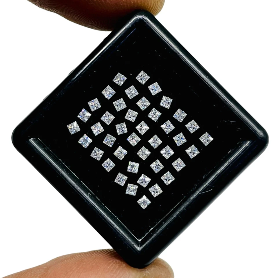 VVS 41 Pcs D Color Loose White Moissanite 1.5mm Princess Cut Wholesale Lot 1 Cts - Image 2 of 4