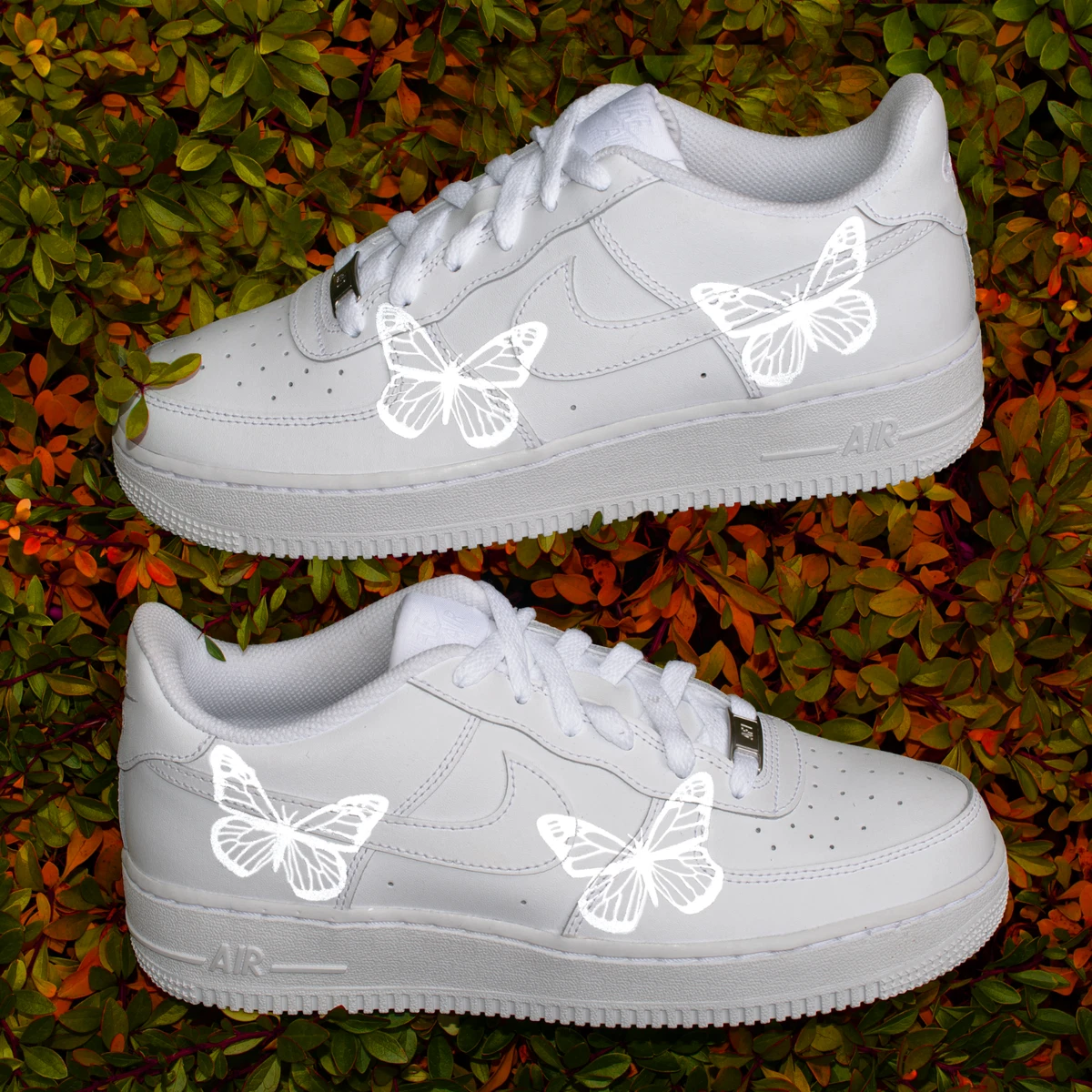 Nike AF1 Air Force 1 Custom Reflective Flames All Sizes 