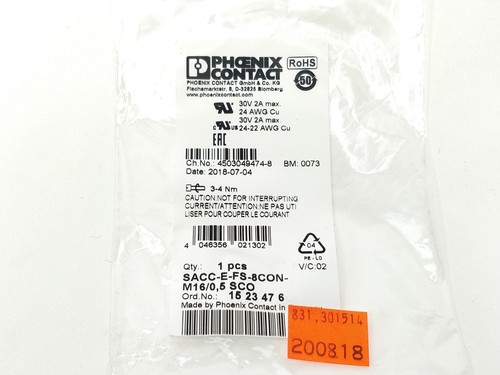 Phoenix Contact 1523476 SACC-E-FS-8CON-M16/0.5 SCO 2 Pcs - Zdjęcie 6 z 6