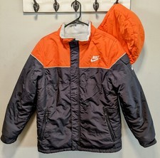 Vintage NIKE Boys Youth Gray Orange Reversible Hooded Winter Coat XL 18-20