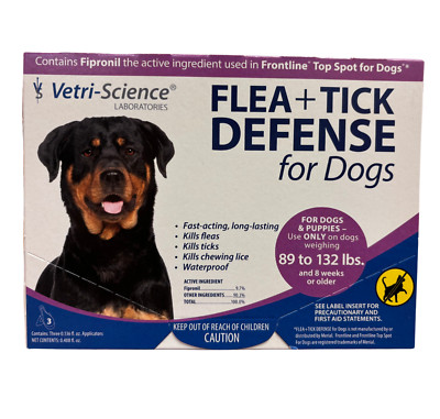 Vetri-Science Flea andTick Defense for Dogs 89 - 132lbs 3 Doses