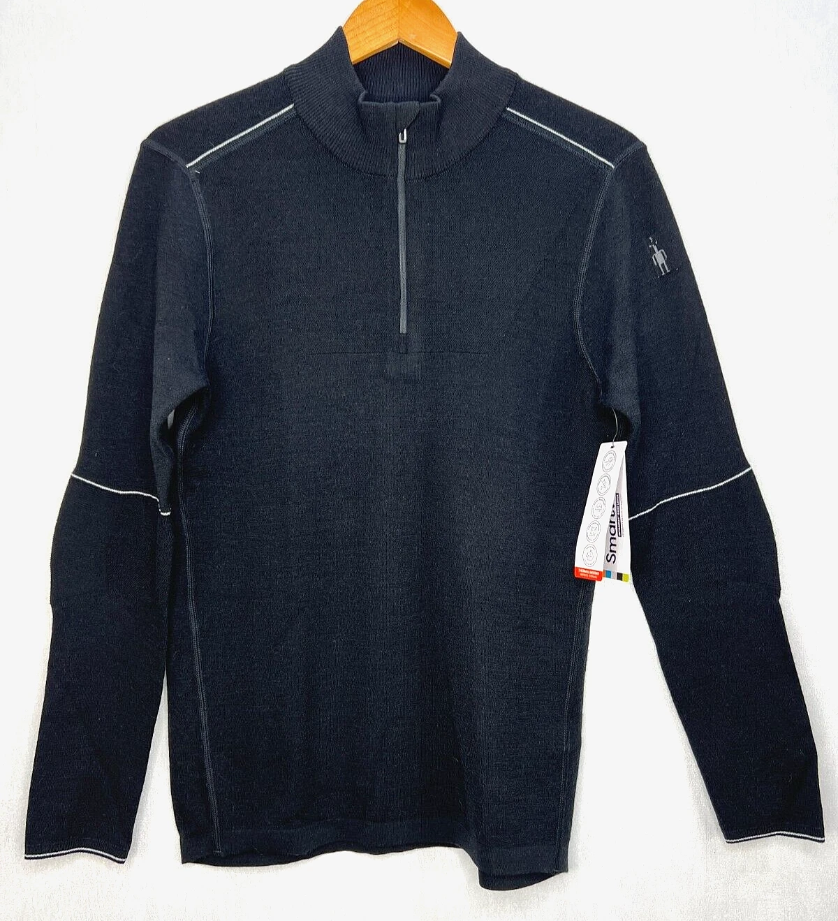 Smartwool Intraknit Thermal Merino 250 1/4 Zip BaseLayer Top Men NWT Small Black