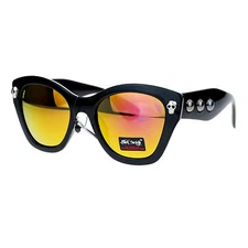 Skull Studded Women's Sunglasses Thick Oversized Butterfly Frame UV400