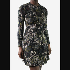 $3450 Valentino Multi Geometric Butterfly Jacquard Fit & Flare Dress size Small
