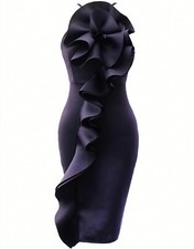 Black Stylish Ruffled Sleeveless Bodycon Dress Summer Wedding