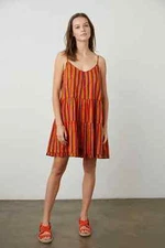 VELVET By Graham & Spencer Tracy Printed Dress Stripe M $169 F14
